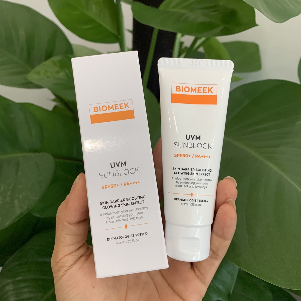 Kem chống nắng huyết tế bào - Kem chống nắng phổ rộng BIOMEEK - UVM SUNBLOCK SPF50+/PA++++ 40ml