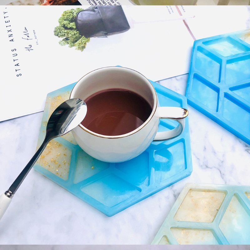 Sa Khuôn Silicon Hình Lục Giác Làm Đế Lót Ly DIY