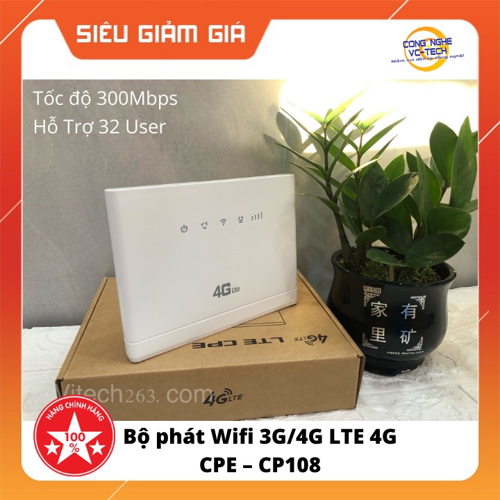 Bộ phát Wifi từ sim 3G/4G LTE 4G CPE – CP108 tốc độ 300Mbps - Hỗ Trợ 32 User-Hàng chính hãng