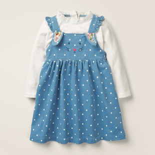 Mã S0841 váy thỏ chấm bi  vải nỉ cho bé gái mặc màu thu đông của Little maven