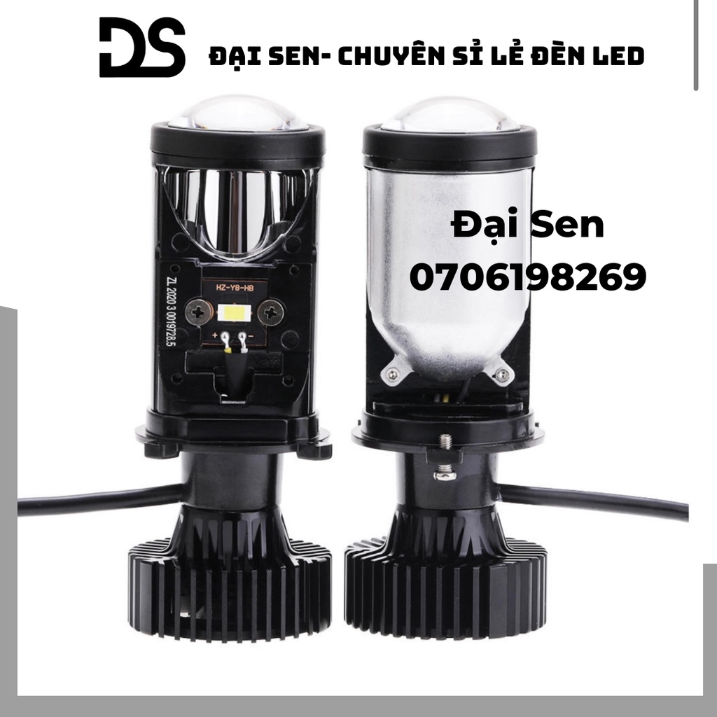 Đèn Led pha cầu mini Y6 loại cao cấp chân H4 cho ô tô và xe máy giá 1 bộ 2 bóng