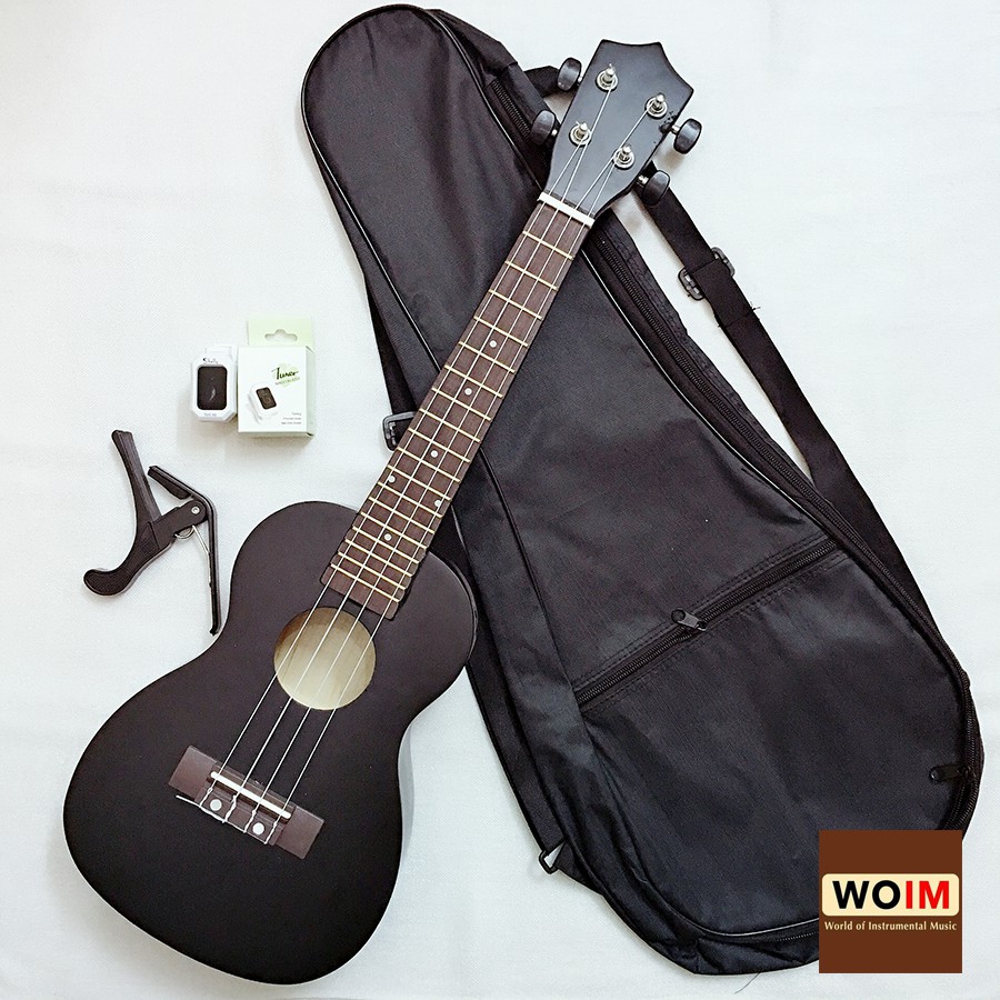 Combo Đàn Ukulele Concert Woim 33A19 Size 23 Kèm Bao Vải + Capo + Máy Lên Dây Điện Tử ( tuner ) - HÀNG CÓ SẴN