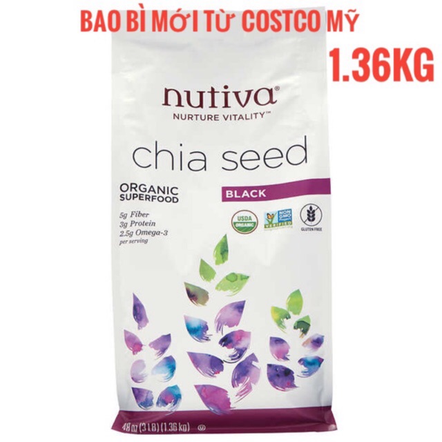 Hạt chia hữu cơ Mỹ Nutiva Organic Black Chia Seed 1.36kg