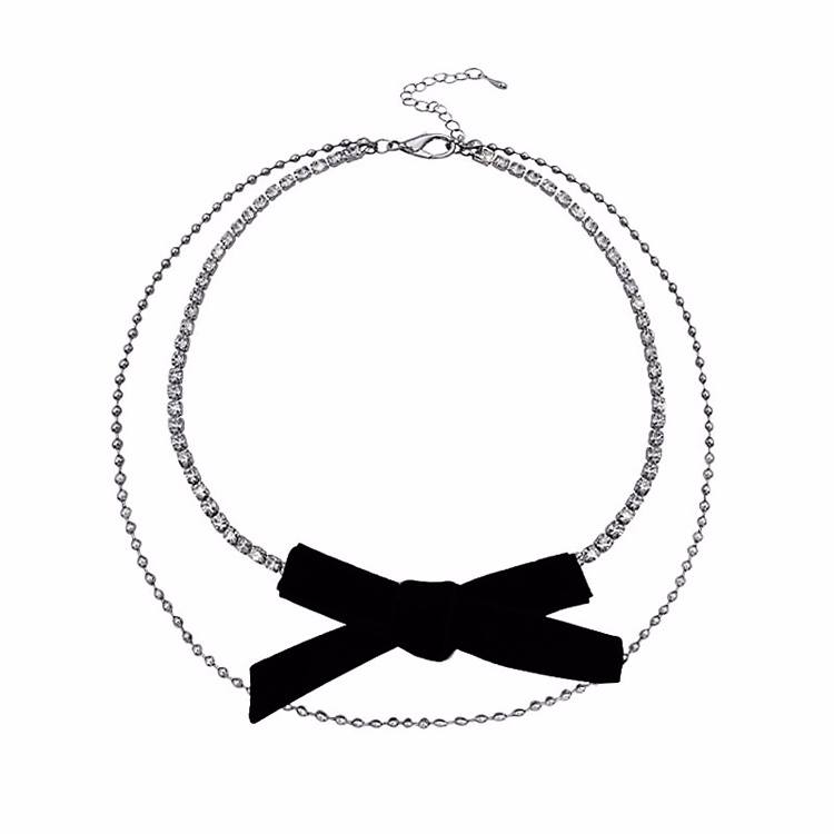 Dây chuyền nhung hai lớp đính đá thời trang hàn quốc đơn giản