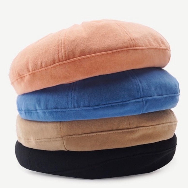 Mũ Beret MG STUDIO Bằng Da Lộn Phối Dây Phong Cách Retro