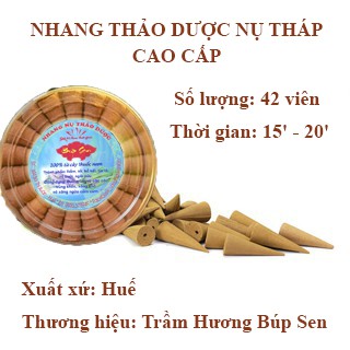 Hương Nụ Đuổi muỗi Sạch Búp Sen Huế dùng lư xông hộp 40 viên phổ thông - Hương Trầm Sạch Búp Sen