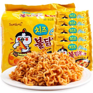 Lốc 5 gói mì cay phô mai Samyang Hàn Quốc, mì gà xào khô Samyang trộn gia vị gói 140gram