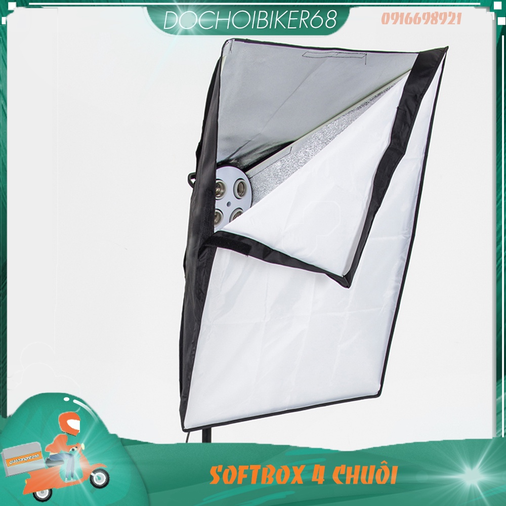 Softbox 50cm * 70cm 4 chuôi đèn HỖ TRỢ livestream chụp hình studio