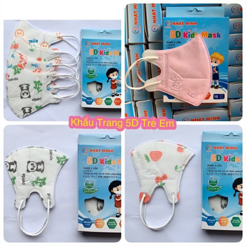 KHẨU TRANG 5D KID HỘP 10 CHIẾC KHÁNG KHUẨN, NGỪA BỤI CHO BÉ