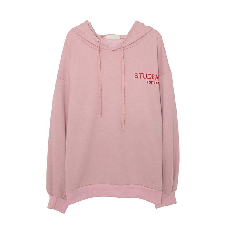 Áo Hoodies tay dài hoạ tiết chữ in phong cách Hàn Quốc