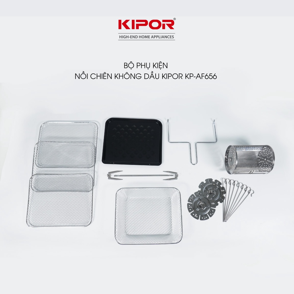 Nồi chiên không dầu KIPOR KP-AF656-18L-Điều khiển điện tử RAPID AIR-Chất liệu inox304-Bảo hành tại nhà 12 tháng