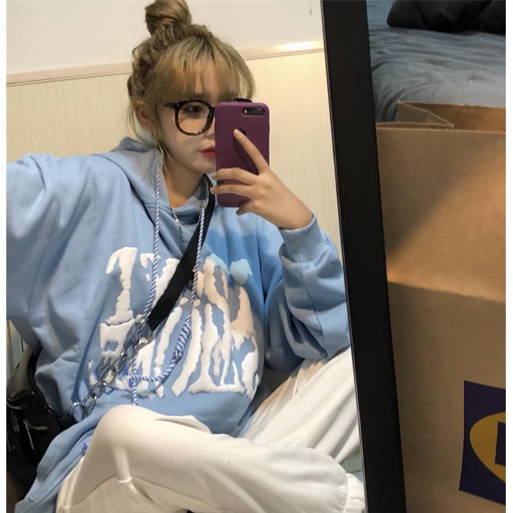 Áo Hoodie Form Rộng In Chữ Phong Cách Hàn Quốc Cho Nữ
