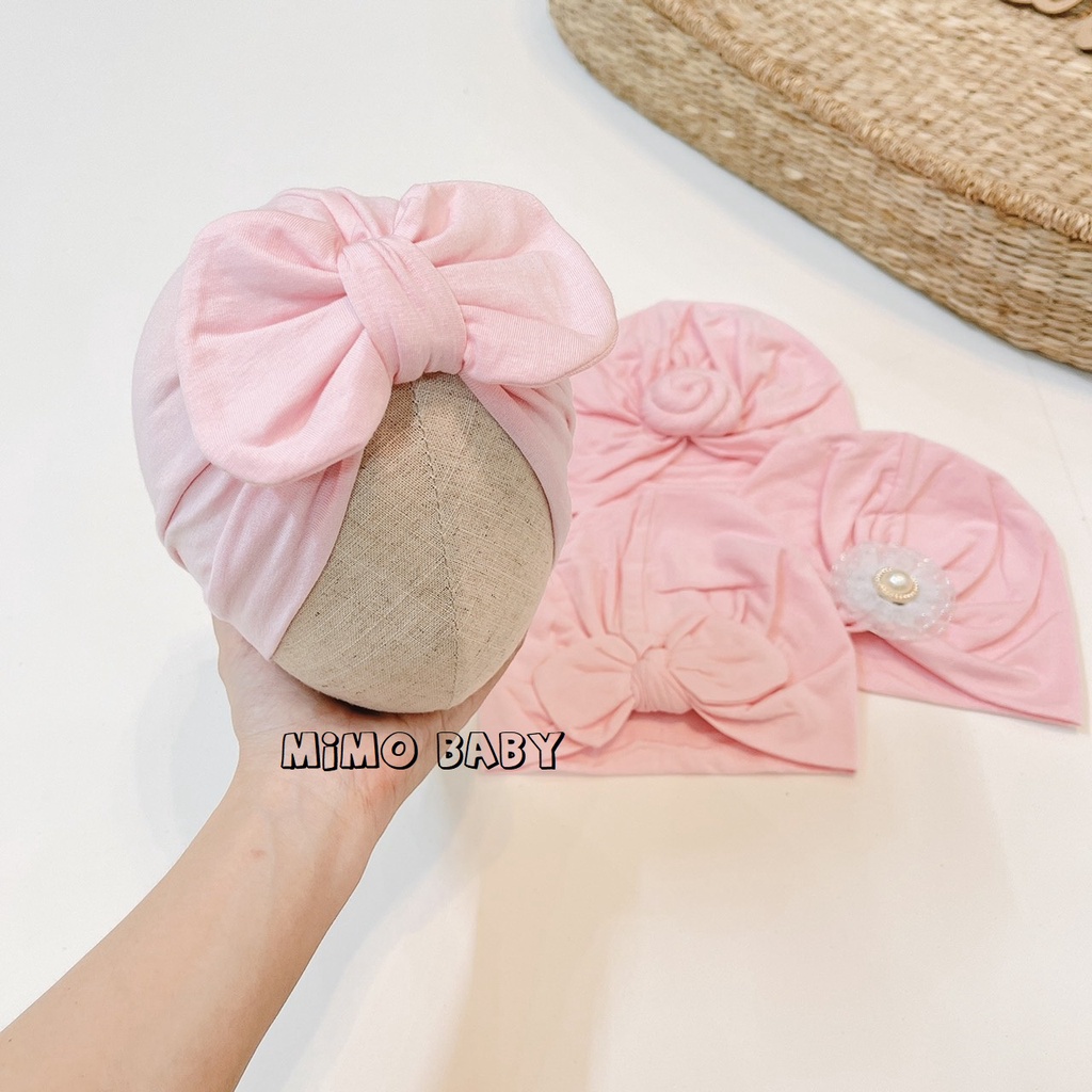 [Mã SKAMSALE8 giảm 10% đơn 200K] Mũ turban bé gái - hồng baby (4-8kg)