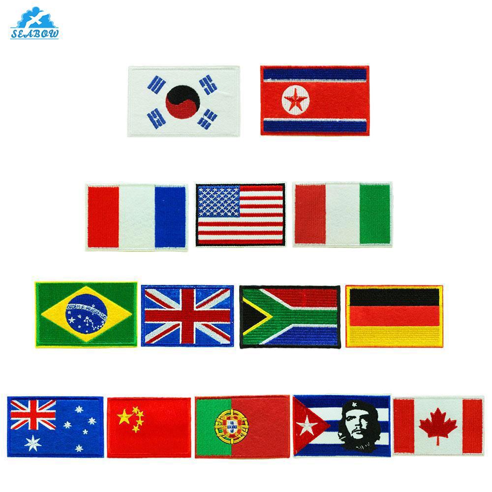 Miếng Dán Ủi Quần Áo Hình Cờ Các Nước Cỡ 9x6cm