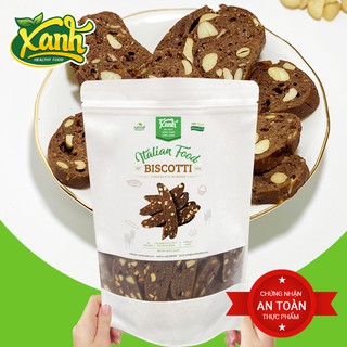Bánh Biscotti Chocolate Xanh Healthy, bánh giảm cân socola nguyên cám 100%, Không Đường - 500 Gr
