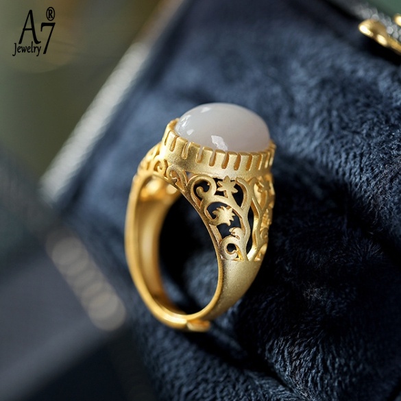 Nhẫn Bạc S925 Đính Ngọc Bích Giả Xinh Xắn Cho Nữ A7 S925