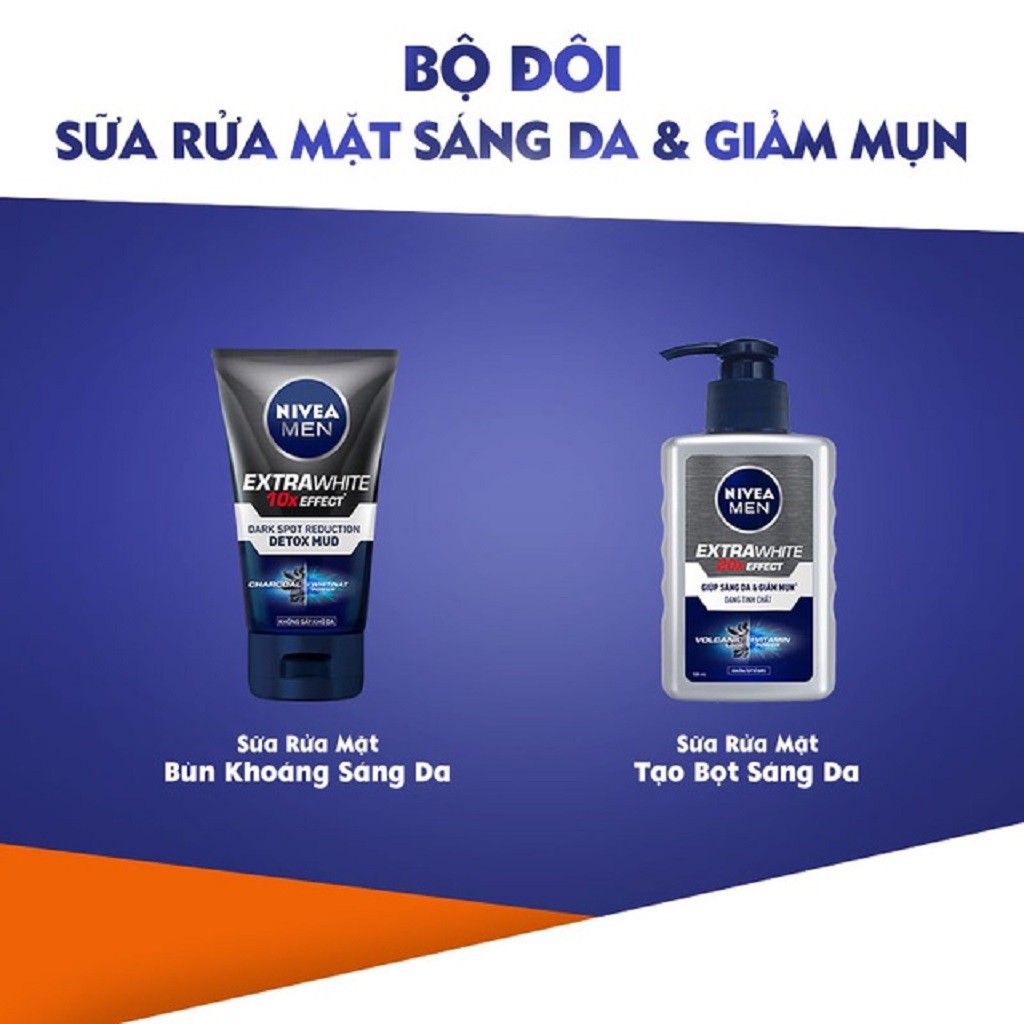 Sữa Rửa Mặt NIVEA MEN Detox Mud Bùn Khoáng Giúp Sáng Da Và Mờ Thâm Mụn 100g - 81775