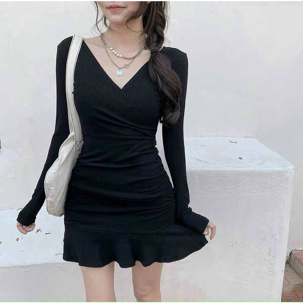 Váy Body Nhún Đuôi Cá, Đầm Body Thun Gân Hồng Và Đen Sang Chảnh Siêu Xinh Thời Trang Nữ Minh Phúc