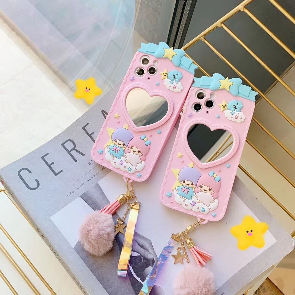 ỐP LƯNG IPHONE HÌNH LITTLE TWIN STARS CÓ GƯƠNG TRÁI TIM SIÊU XINH/ TỪ IPHONE 6 ĐẾN IPHONE 12 - ORDER 10 NGÀY