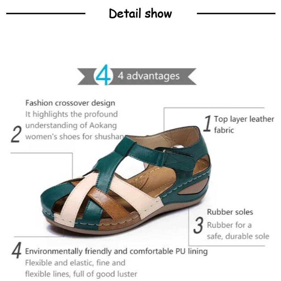 Giày sandal đế xuồng dày chống trượt phong cách retro thời trang dành cho nữ