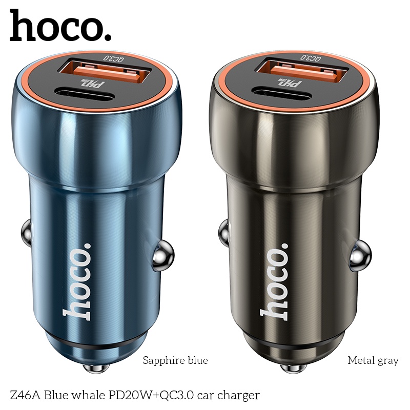 Tẩu sạc nhanh xe hơi HOCO. Z46A QC3.0 QC FCP 3A PD20W Type C thích hợp cho điện thoại iPhone 13 Xiaomi