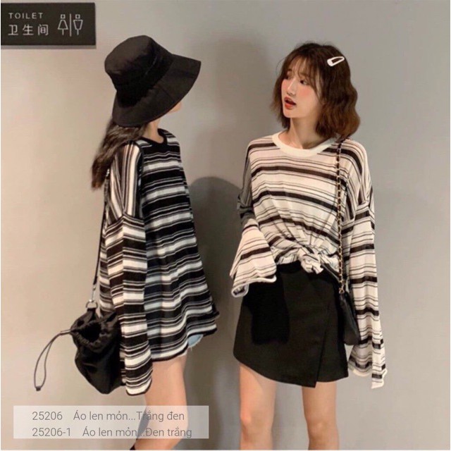 Áo Len Kẻ Dáng Rộng Siêu Hot (#495)_Xưởng May Quang Anh