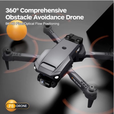 Flycam Drone P8 Mavic, 2 Camera 12MP, Pin Lithium 2000mAh bay 25 Phút, Cảm Biến 4 Chiều, chống rung