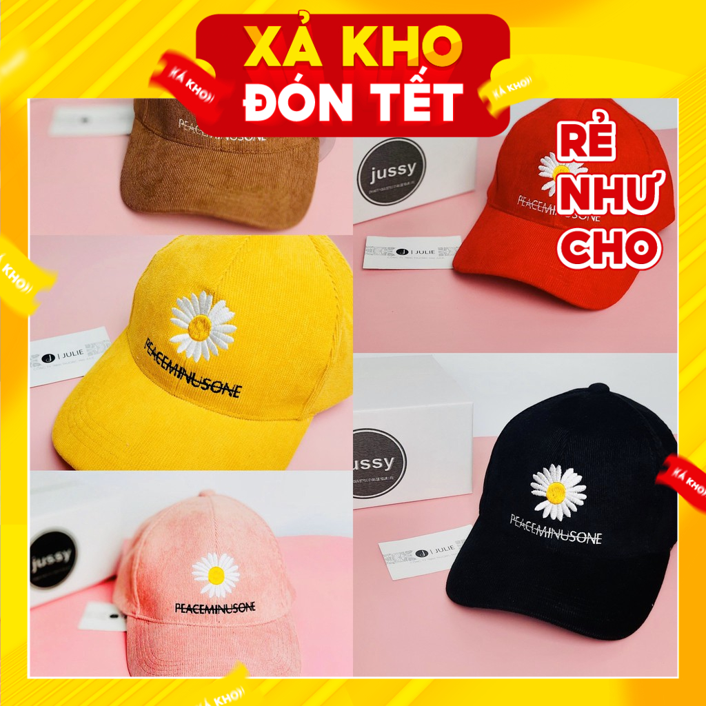Nón Lưỡi Trai Hoa Cúc Chất Vải Nhung Gân, Mũ Hoa Cúc Nhiều Màu Hot Trend
