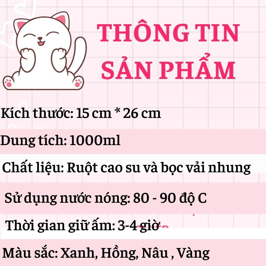 Túi chườm nóng Hatita 1000ml sưởi ấm giúp giảm đau bụng kinh nguyệt, quà tặng người yêu