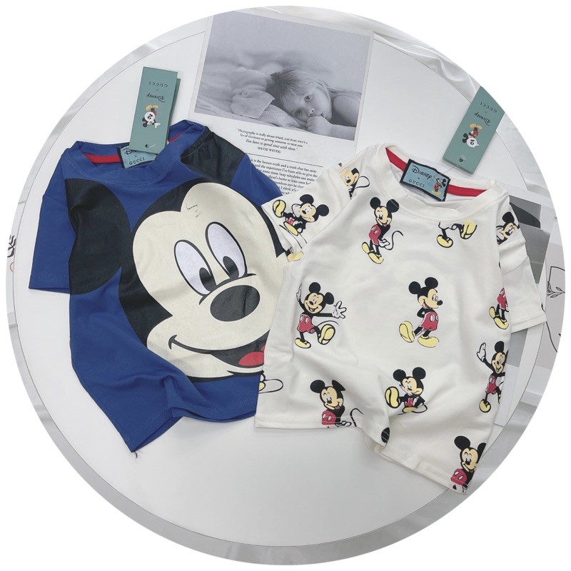 BÁN SỈ SÉT 2 ÁO MICKY XANH TRẮNG CHO BT