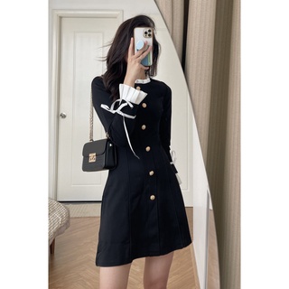 Audrey Váy cổ bèo tay nơ cúc đồng 9387