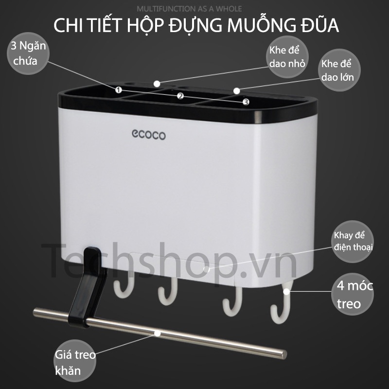 ỐNG ĐŨA - KỆ ĐỰNG ĐŨA THÌA NHÀ BẾP DÁN TƯỜNG ECOCO
