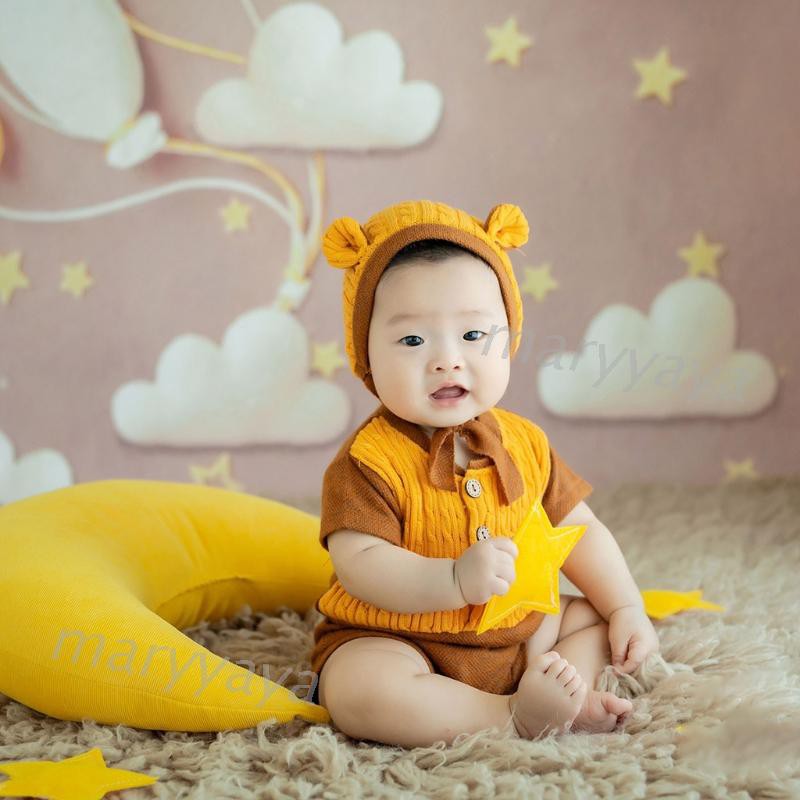 Set 2 Món Đồ Liền Thân Và Mũ Đáng Yêu Cho Bé Chụp Ảnh