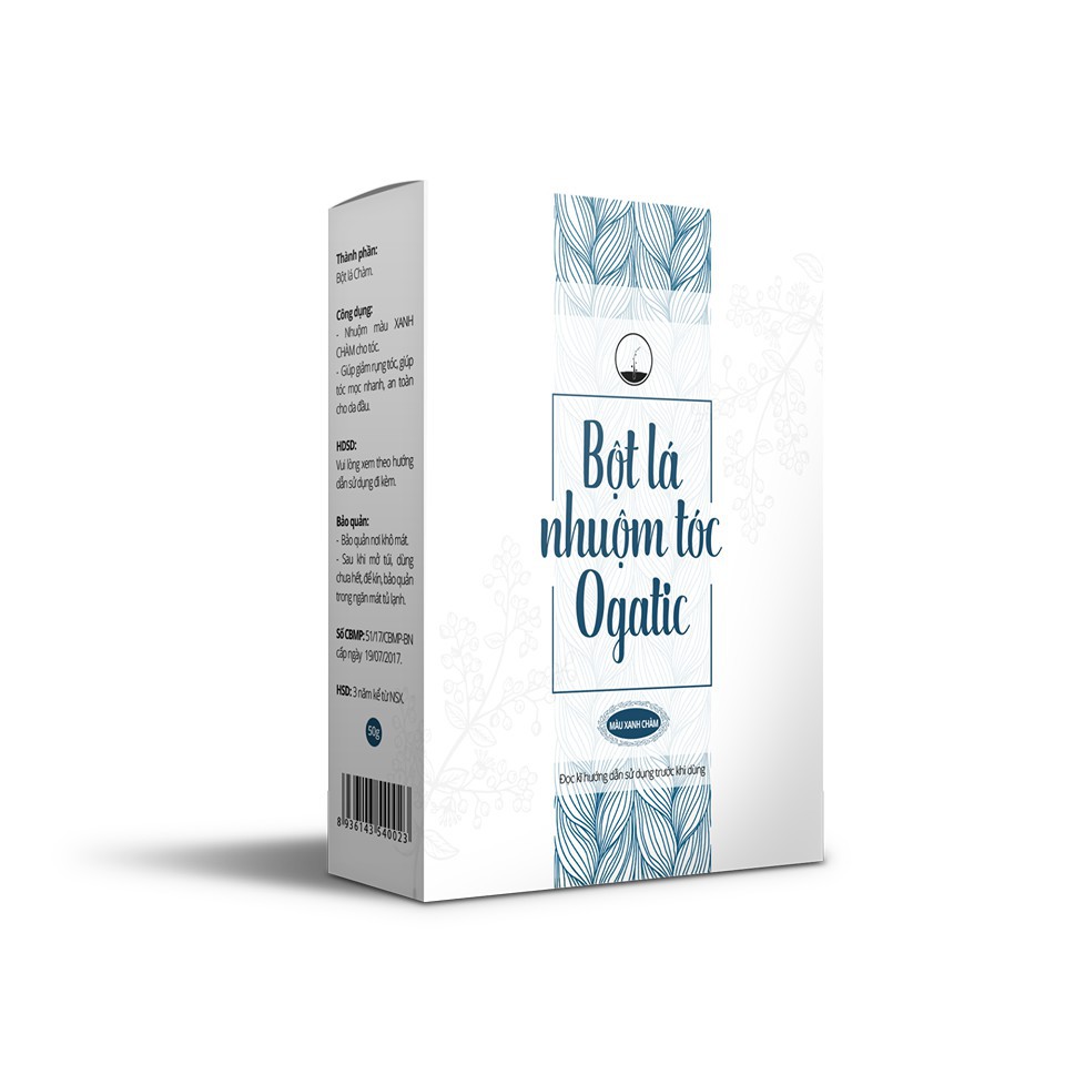 Bột lá nhuộm tóc Ogatic 50gr màu đen, nâu, xanh đen, nâu đỏ, an toàn không hóa chất | BigBuy360 - bigbuy360.vn