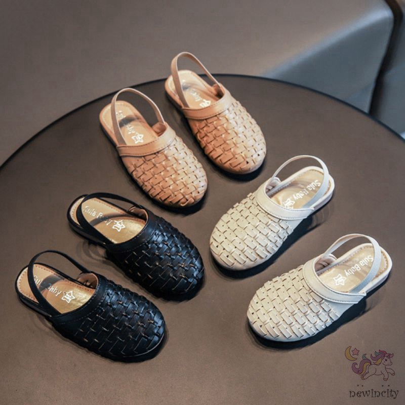 Giày sandal đế mềm không trượt phong cách Hàn Quốc thời trang mùa hè retro cho bé gái