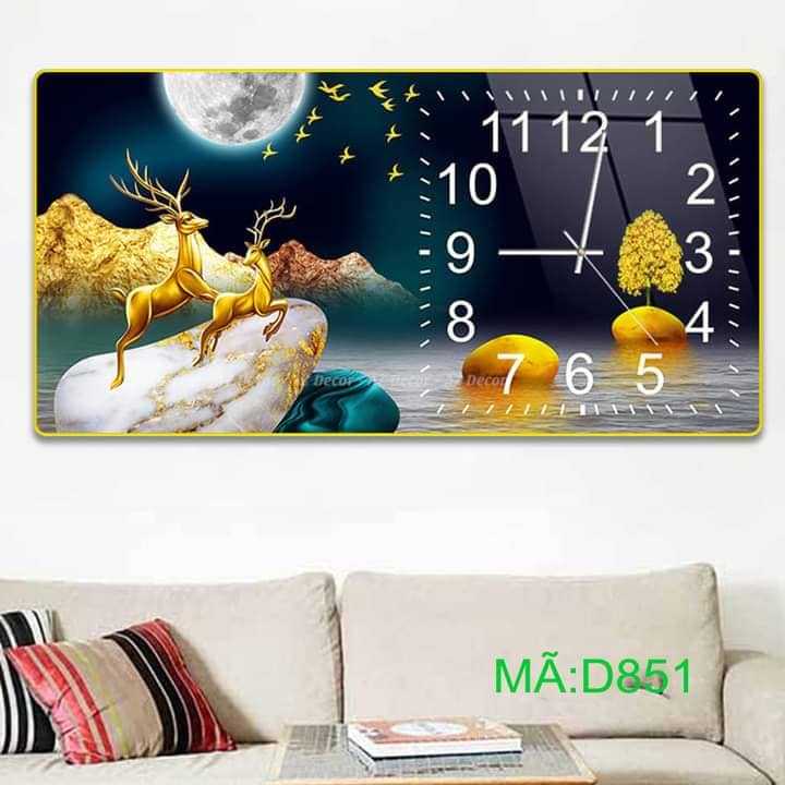 Tranh đồng hồ treo tường / Tranh treo decor / Quà tặng tân gia / mã đáo thành công , Tặng kèm pin và đinh treo đa năng