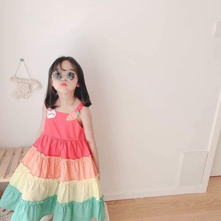 [VAN14003]Váy MAXI chất vải thô kiện nhập, bảy sắc cầu vồng cho bé từ 1- 7 tuổi vô cùng nổi bật và xinh đẹp.