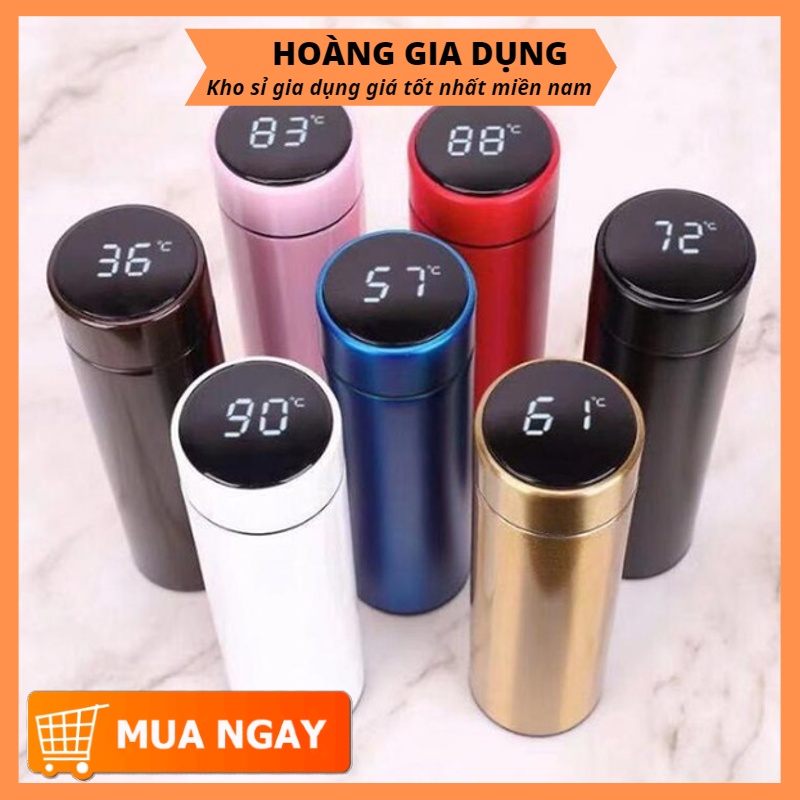 [Mã LIFEHLSALE2 giảm 10% đơn 0Đ] Bình Giữ Nhiệt 500ml Nắp Cảm Ứng Nhiệt Độ Inox 304 Cao cấp