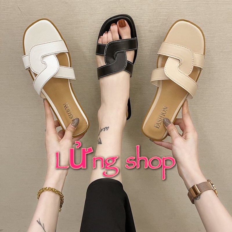 Dép Nữ Quai Ngang Xoắn Chữ H Chất da mềm cực êm chân mã HD,dép chữ H xoắn lửng shop