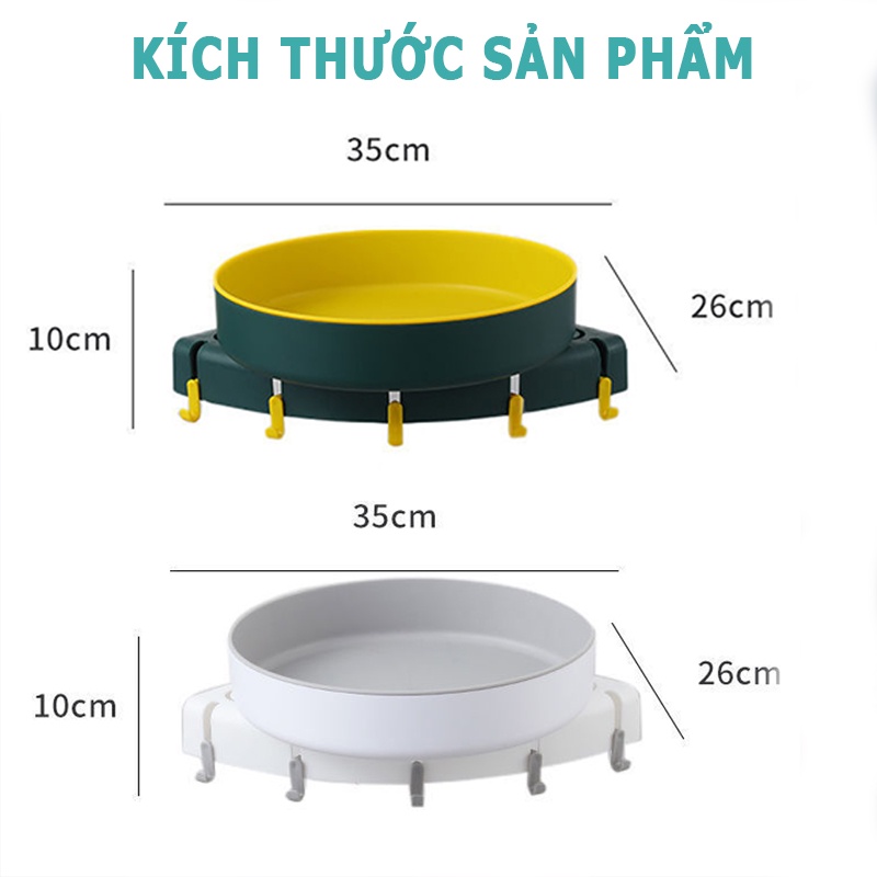 Kệ góc để mỹ phẩm nhà tắm, gia vị nhà bếp dán tường xoay 360 nhựa PP cao cấp