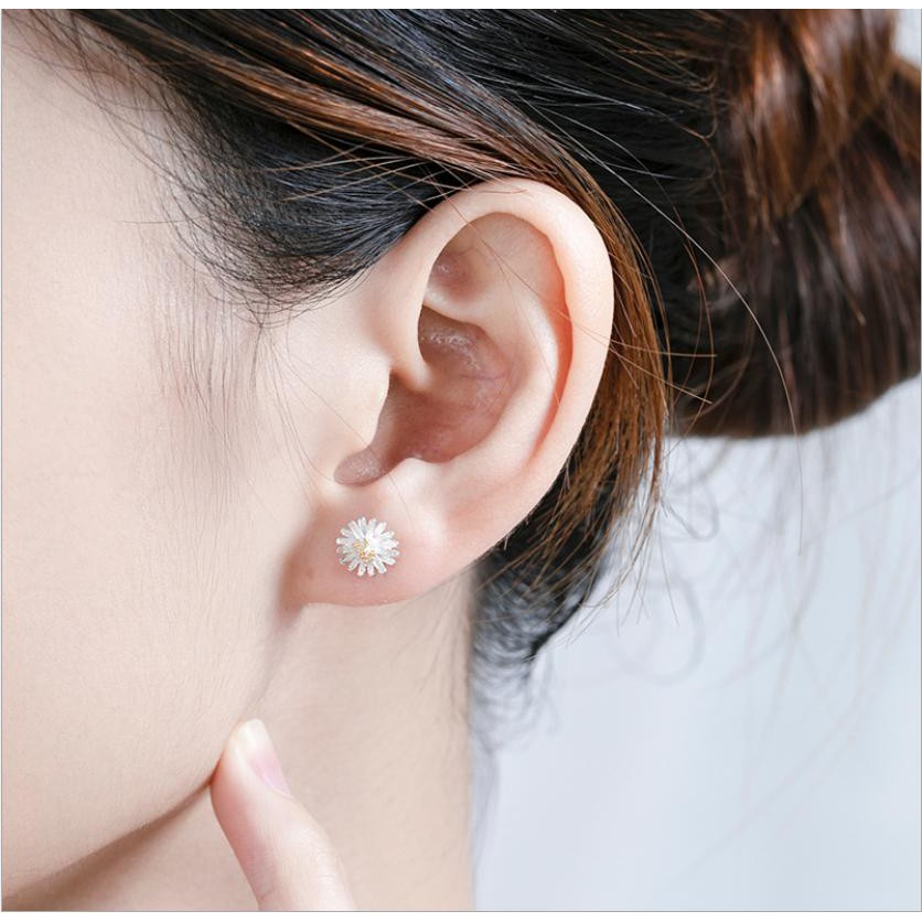 Bông Tai Mạ Bạc Hoa Cúc Nhỏ