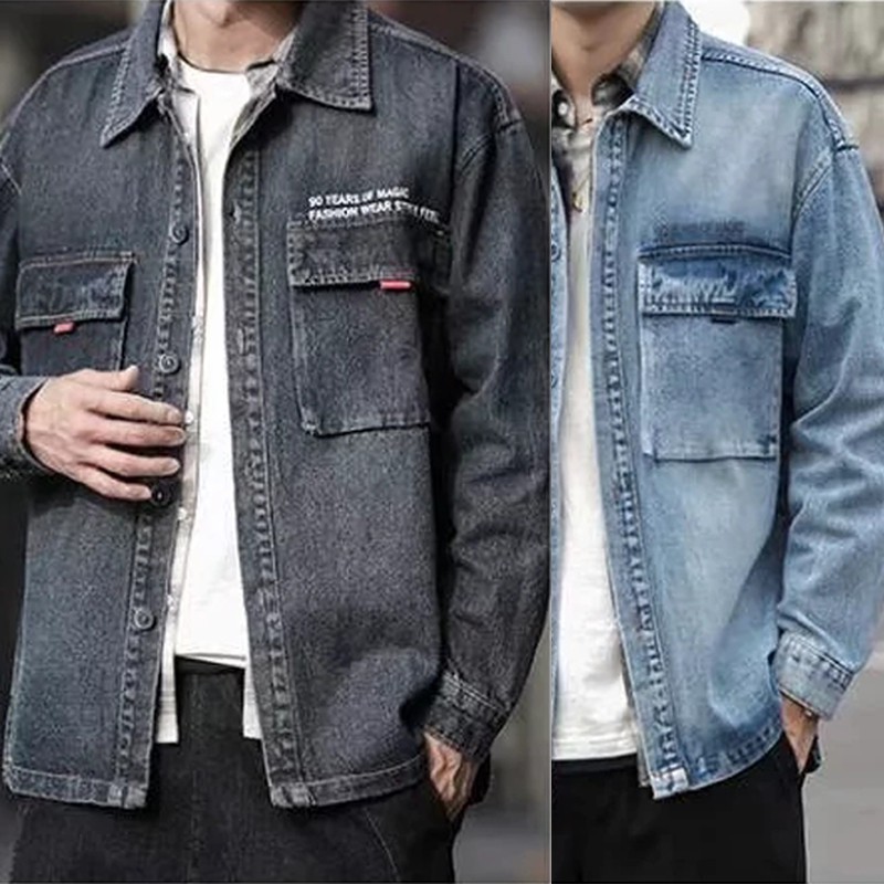 Sale 73% áo khoác denim phong cách retro cho nam, BLUE,xl Giá gốc 530000đ - 1G27-2