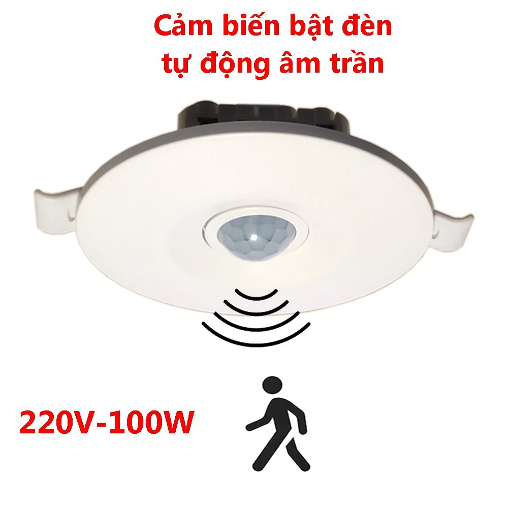 Công tắc cảm biến chuyển động hồng ngoại 220V 100W âm trần Downlight chỉnh độ nhạy và thời gian sáng