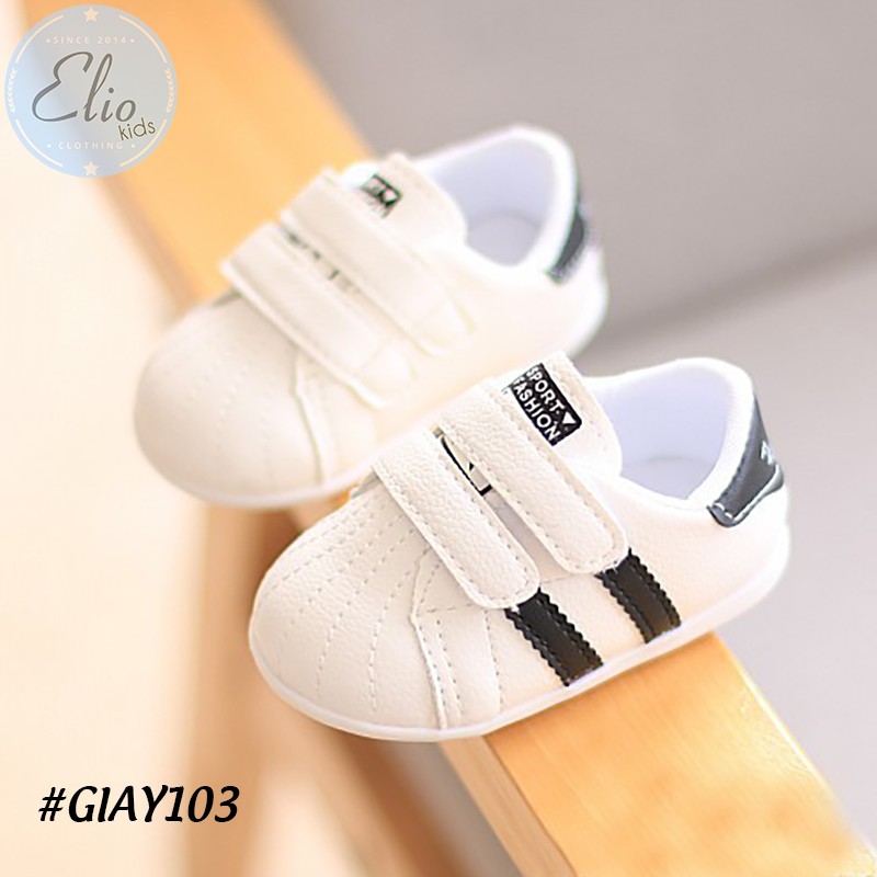 Giày tập đi họa tiết 2 sọc đen cho trẻ em, giày sơ sinh cho bé trai ,bé gái thời trang GIAYSS11