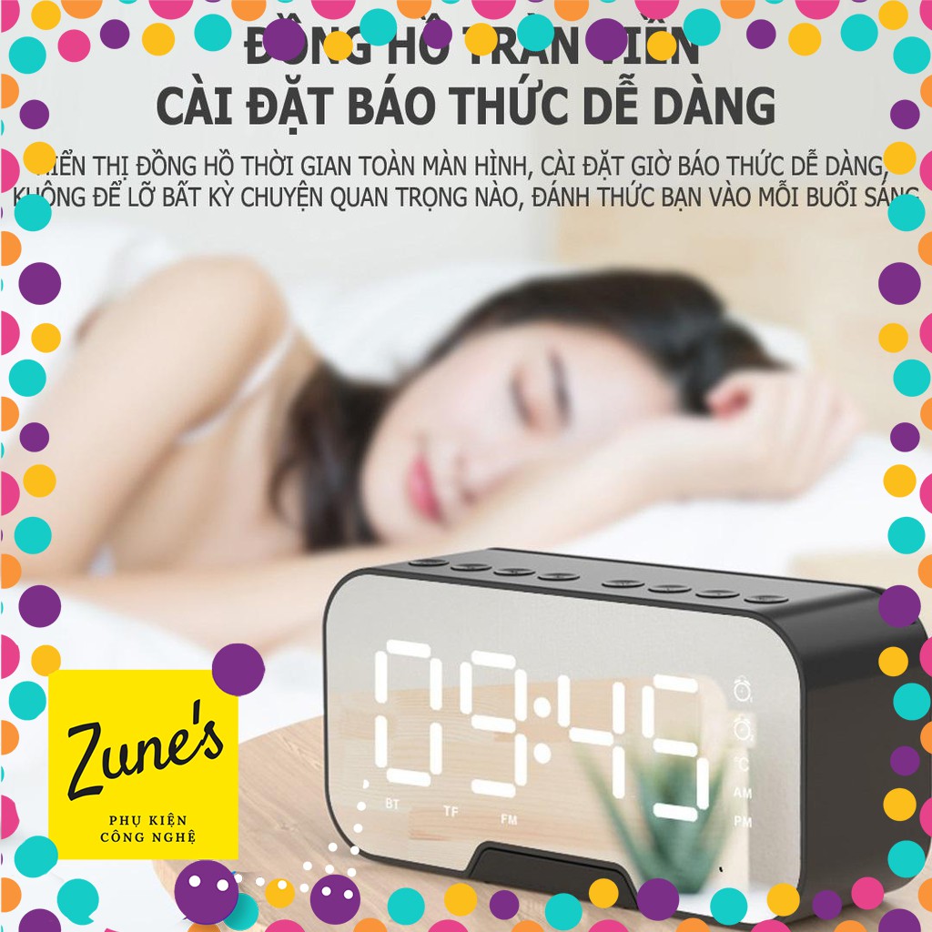 Loa bluetooth AMOI G15 nghe đài FM kiêm đồng hồ báo thức đèn ngủ màn hình soi gương