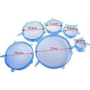 Bộ 6 miếng silicon đậy nắp hộp đựng thực phẩm, hoa quả tròn