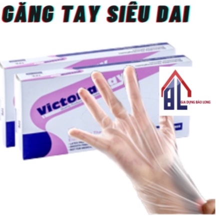 Hộp 100 găng tay Victoria Bay chất liệu TPE siêu dai không mùi không bột cao cấp