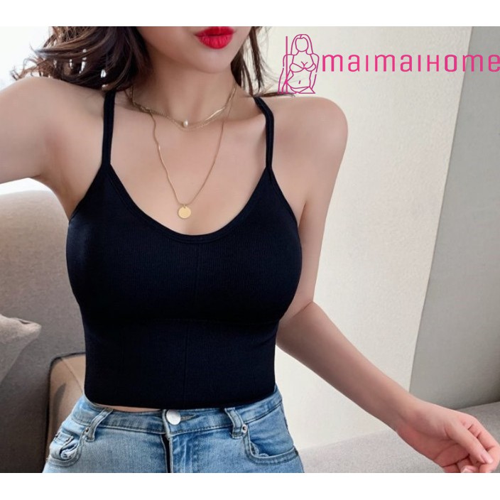 [Maimaihome] Áo thun bra 2 dây hở lưng  sang chảnh cực sexy