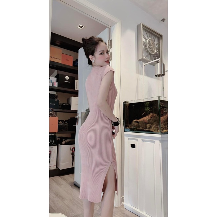 Váy len maxi xẻ bên