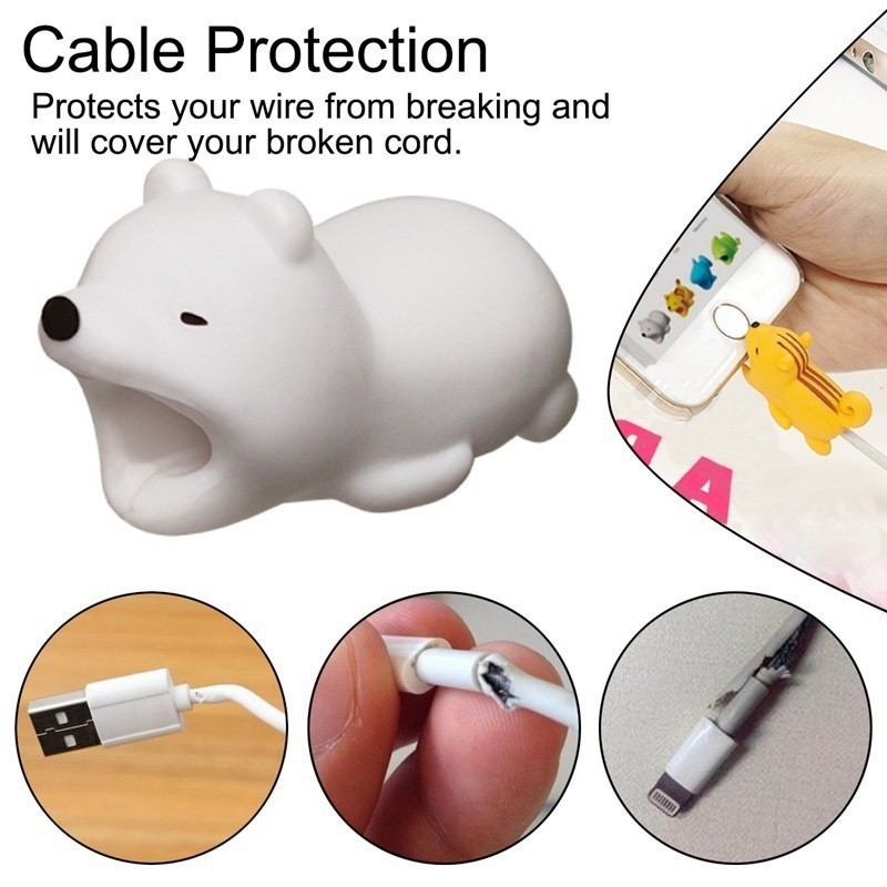 Phụ kiện bảo vệ đầu dây cáp Lightning hình động vật dễ thương và tiện ích